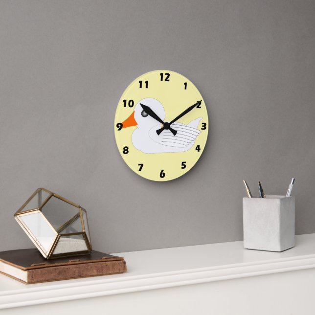Weiße Enten Design Runde Wanduhr (Büro)