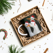 Weiße Enten mit roten Weihnachtsmannmützen Urlaub