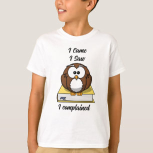 Weiße Eule auf einem Buch - Niedlicher Cartoon Zur T-Shirt