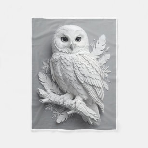 Weiße Eule skulpturierte 3D-Kunst-Fleece-Decke Fleecedecke