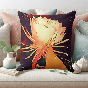Weiße exotische Blume Bramha Lotus Aquarellblumenk Kissen