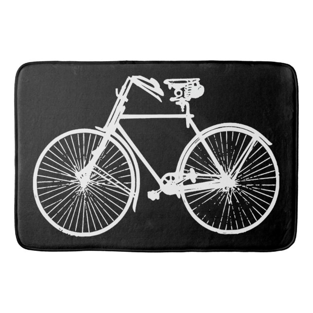 weiße Fahrradfahrradschwarz-Badmatte Badematte (Vorderseite)
