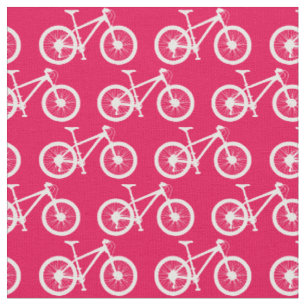 Weiße Fahrradmuster auf rosa Stoff