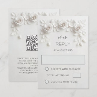 Weiße falsche Rosen Hochzeit mit ausgeschnittenem RSVP Karte
