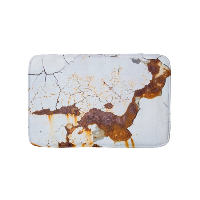 Weiße Farbe gebrochen, rostiges Auto. Badematte (Vorderseite)