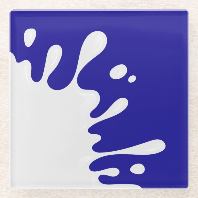 Weiße Farbe Spatter auf Ultramarine Blue Glasuntersetzer (Vorderseite)