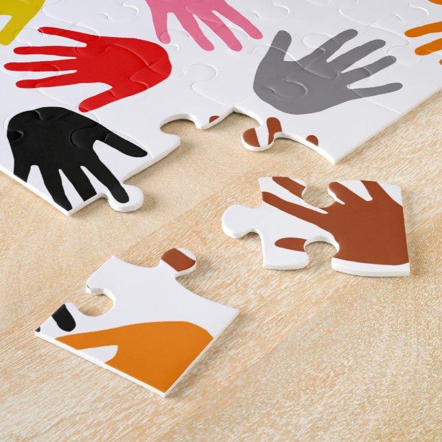 Weiße farbenfrohe Handabdruck-Musterdesign  (Seite)