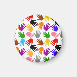 Weiße farbenfrohe Handabdruck-Musterdesign  Magnet