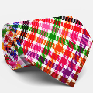Weiße farbenfrohe Köper-Karo-Tartan-Design  Krawatte