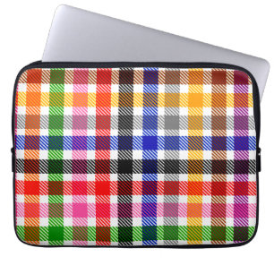 Weiße farbenfrohe Köper Karo Tartan Design Laptopschutzhülle