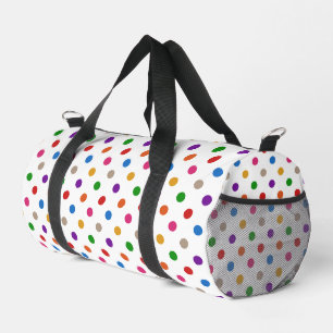 Weiße farbenfrohe Regenbogen-Punkte-Design Duffle Bag