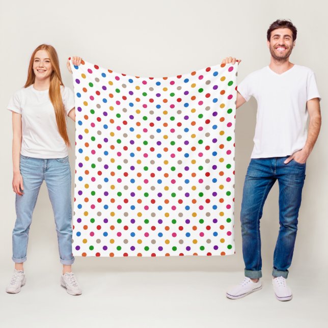 Weiße farbenfrohe Regenbogen-Punkte-Design  Fleecedecke (Beispiel)
