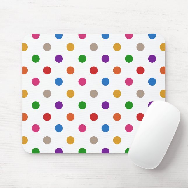 Weiße farbenfrohe Regenbogen-Punkte-Design  Mousepad (Mit Mouse)