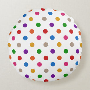 Weiße farbenfrohe Regenbogen-Punkte-Design  Rundes Kissen