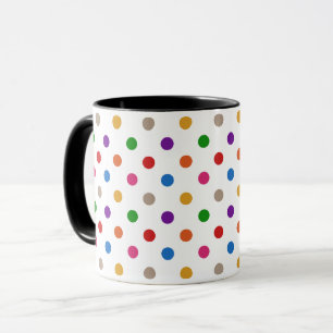 Weiße farbenfrohe Regenbogen-Punkte-Design Tasse