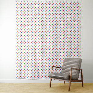 Weiße farbenfrohe Regenbogen-Punkte-Design Wandteppich