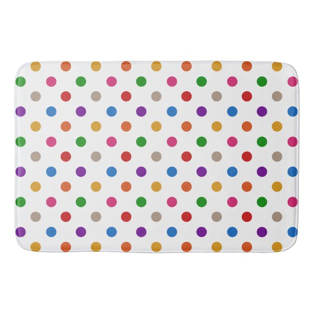 Weiße farbenfrohe Regenbogen-Tupfen-Design  Badematte (Vorderseite)