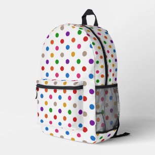 Weiße farbenfrohe Regenbogen-Tupfen-Design Bedruckter Rucksack