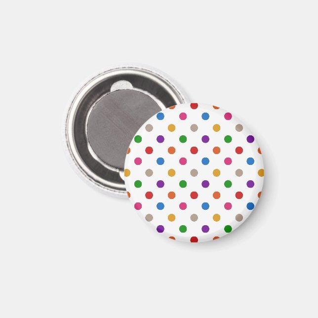 Weiße farbenfrohe Regenbogen-Tupfen-Design  Magnet (Vorderseite/Rückseite)