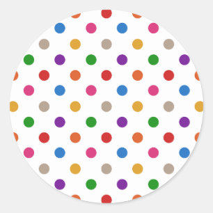 Weiße farbenfrohe Regenbogen-Tupfen-Design Runder Aufkleber