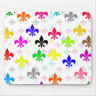 Weiße Farbgestaltung Fleur-de-lis Muster Mousepad