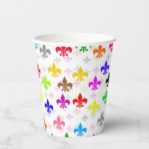 Weiße Farbgestaltung Fleur-de-lis Muster Pappbecher