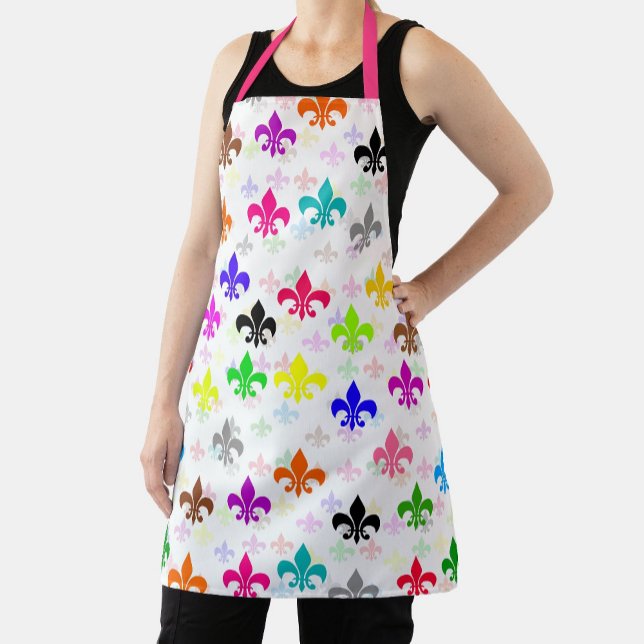Weiße Farbgestaltung Fleur-de-lis Muster Schürze (Von Creator hochgeladen)