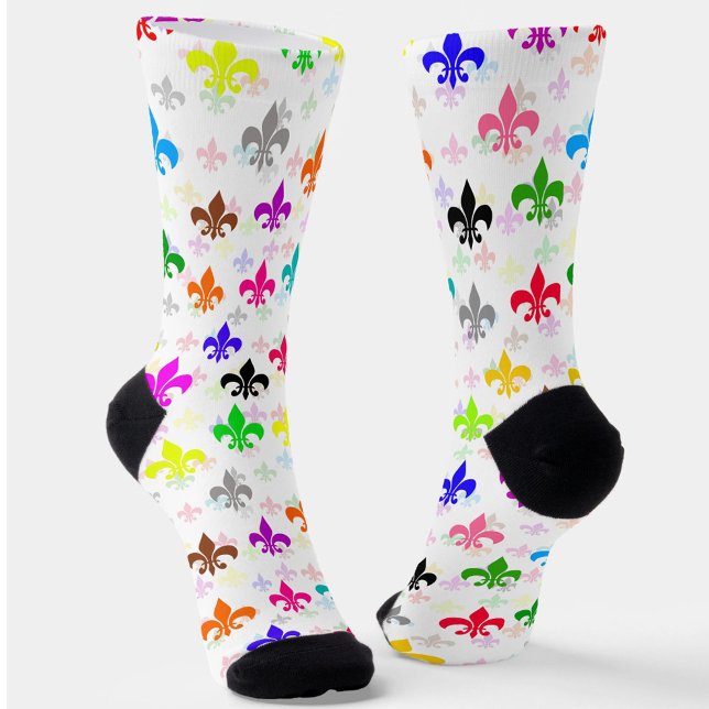 Weiße Farbgestaltung Fleur-de-lis Muster Socken (Von Creator hochgeladen)