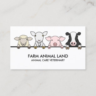 Weiße Farmtierkuh Schaf Ziege Schwein Visitenkarte