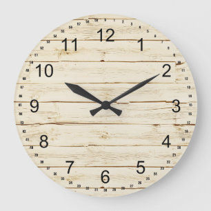 Weiße Faux-Holz Große Wanduhr