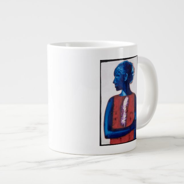 Weiße Feder Jumbo-Tasse (Vorderseite Rechts)