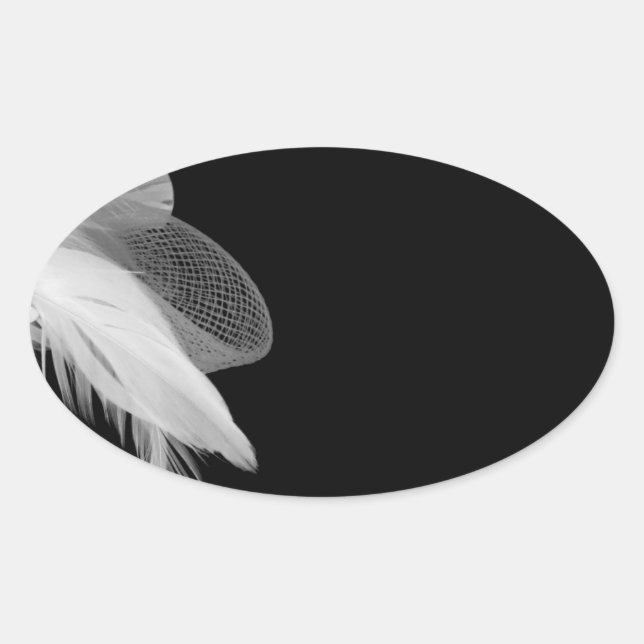 Weiße Feder-Oval-Aufkleber Ovaler Aufkleber (Vorderseite)