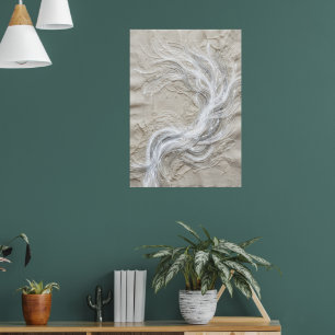 Weiße Feder Wirbel Texturierte Abstrakte Feine Kun Poster