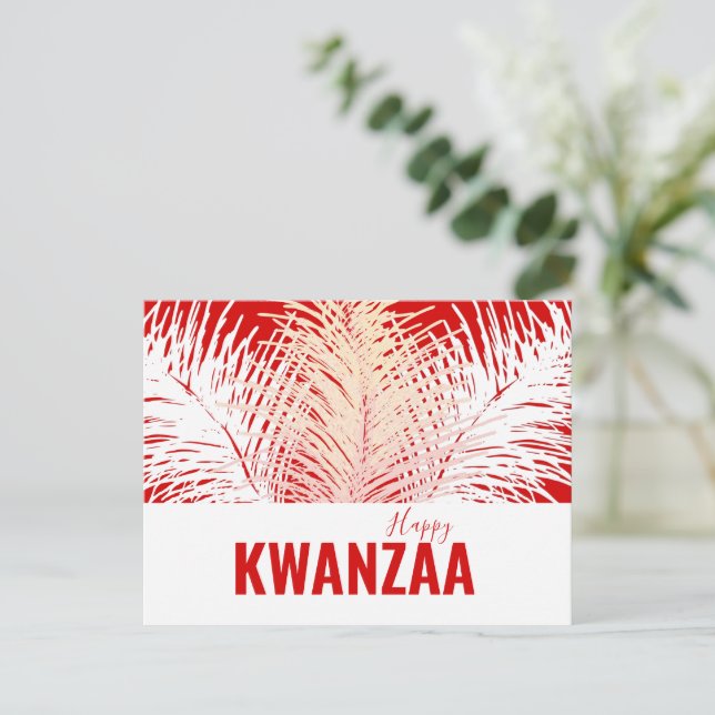 Weiße Federn Black Holiday Happy Kwanzaa Postkarte (Stehend Vorderseite)