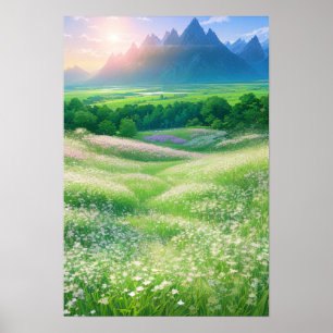 Weiße Felder der Gelassenheit Poster