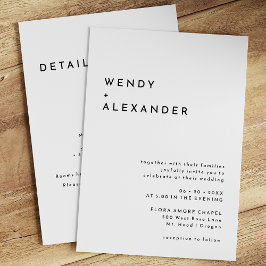 Weiße, fette Details in einer Hochzeit Einladung