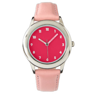 Weiße Fettziffern auf rosa Wette Armbanduhr
