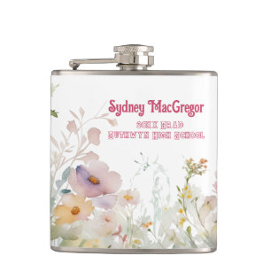 Weiße Flasche mit floraler Umrandung Flachmann