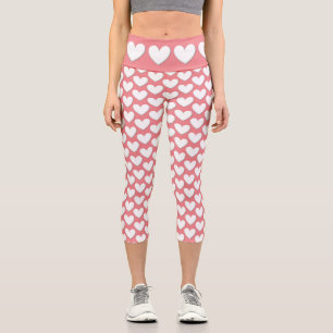 Weiße flauschige Herzen Capri Leggings