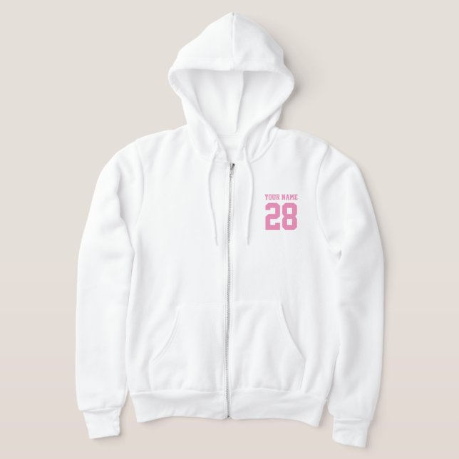 Weiße Fleece für Frauen mit Jersey-Nummer Hoodie (Ablage )