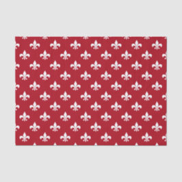 Weiße Fleur-de-lis auf dunkelrot Seidenpapier