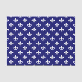 Weiße Fleur-de-lis auf dunklem Navy Blue Seidenpapier