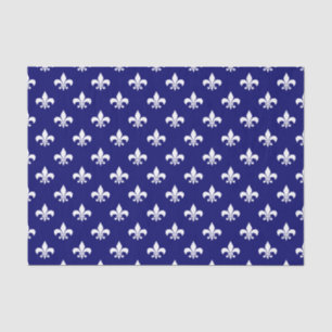 Weiße Fleur-de-lis auf dunklem Navy Blue Seidenpapier