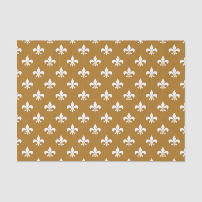Weiße Fleur-de-lis auf Matte Gold Seidenpapier (Vorderseite)