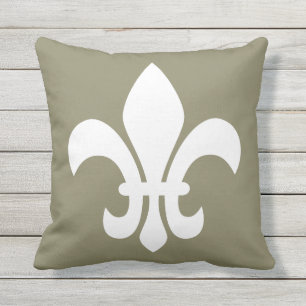 Weiße Fleur de Lys Ihre Wahl Hintergrundfarbe Kissen