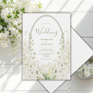 Weiße Fliederblüten Aquarell Vintage-Hochzeit Einladung