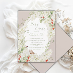 Weiße Fliederblüten Floral Vintage Babyparty Einladung