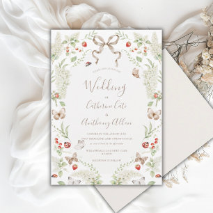 Weiße Fliedergrünband Whimsical Hochzeit Einladung