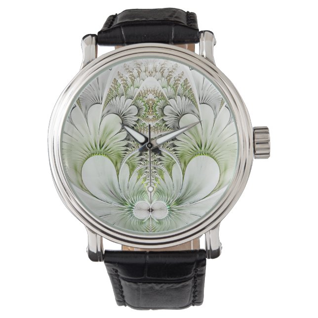 Weiße Flora Armbanduhr (Vorderseite)