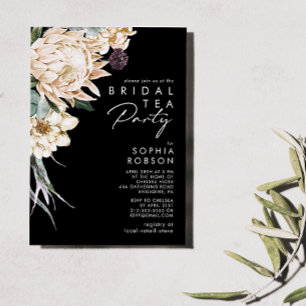 Weiße Flora Black Bridal Tee Party Einladung